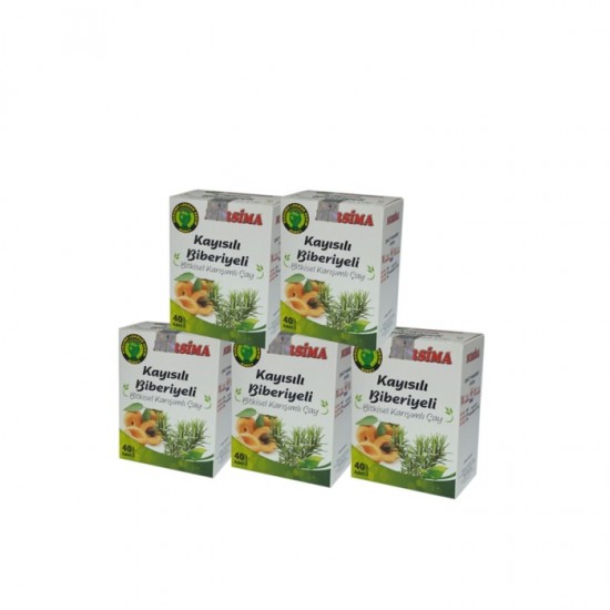 Nursima Kayısılı Biberiyeli 40 'lı Süzen Poşet 5 'li Set (5 adet x 40 Süzen Poşet)